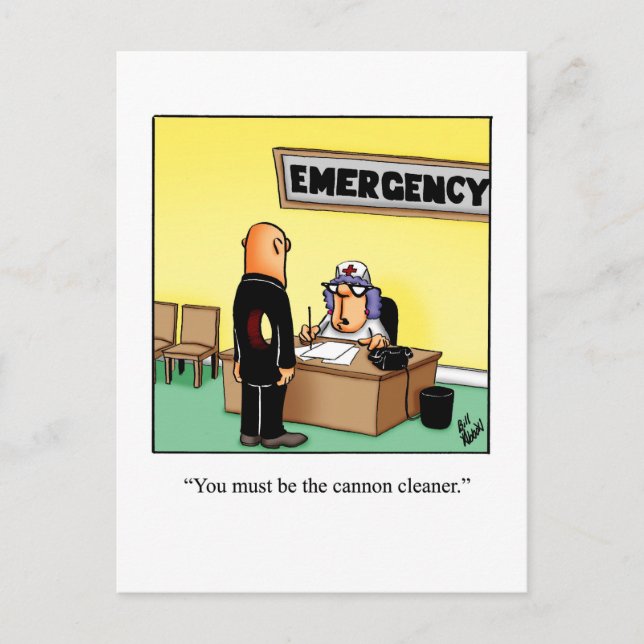 Funny Get Well Carte Postale "Cannon Cleaner" (Devant)