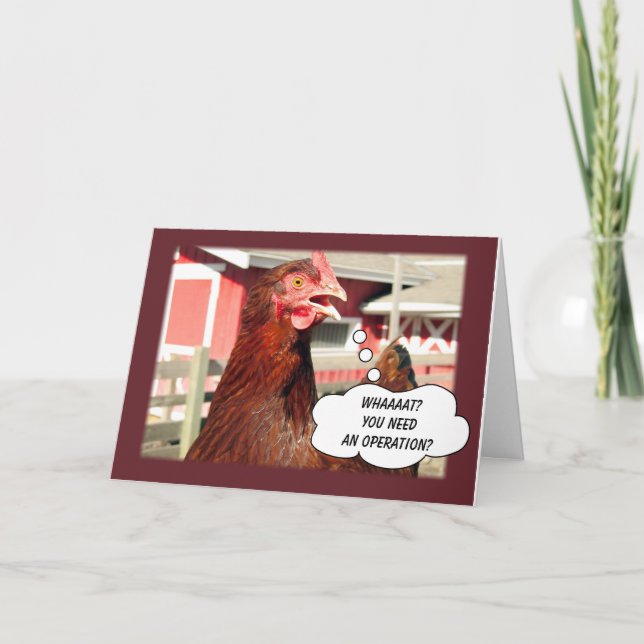 Funny Get Well Chicken Pun for Surgery Operation  Card (Front)