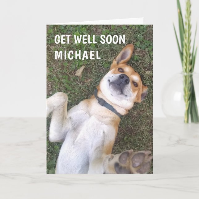 Funny Get Well Dog Photo Custom Card (Front)