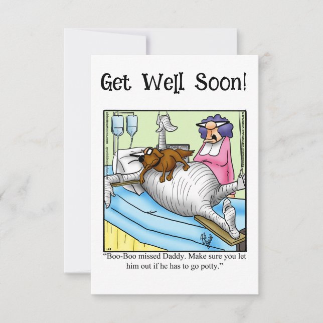 Funny Get Well Humour Greeting Card  (Front)