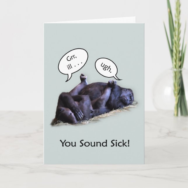 Funny Get Well Soon, Sleeping Sick Gorillas Card (Front)