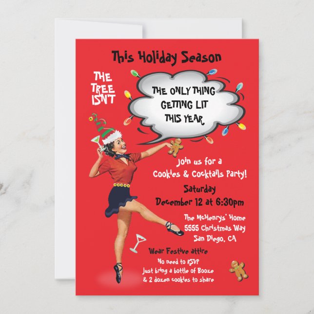 Funny Getting Liet Cookies and Cocktails Party Invitation (Front)