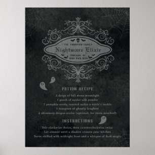 Funny Ghost And Nightmare Recipe Playful Halloween Poster