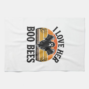 Funny Ghost Bee Pun Vintage Halloween T-Shirt Desi Kitchen Towel