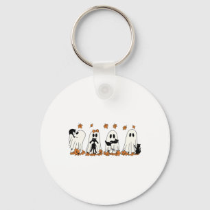 Funny Ghost Black Cat Fall Halloween Thanksgiving Keychain
