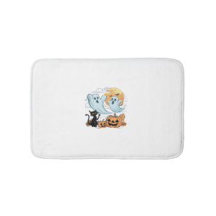 Funny Ghost & Black Cat Lazy Halloween Spooky Seas Bath Mat