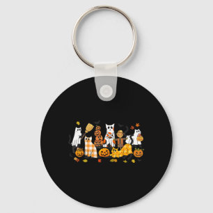 Funny Ghost Black Cat Pumpkin Halloween Costume Keychain