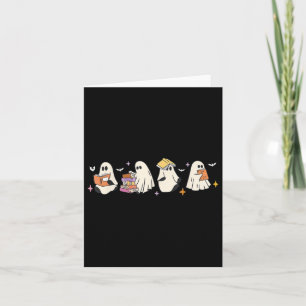 Funny Ghost Book Reading Halloween Books Lover Kid Card