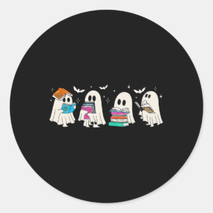 Funny Ghost Book Reading Halloween Books Lover Tea Classic Round Sticker
