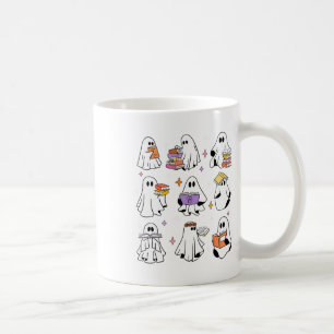 Funny Ghost Book Reading Halloween Books Lover Tea Coffee Mug