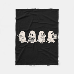 Funny Ghost Book Reading Halloween Books Lover Tea Fleece Blanket