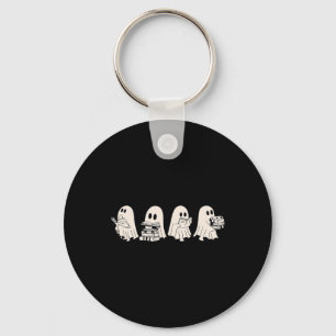 Funny Ghost Book Reading Halloween Books Lover Tea Keychain