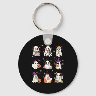Funny Ghost Book Reading Halloween Books Lover Tea Keychain