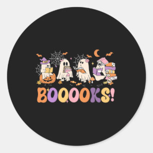 Funny Ghost Book Reading Halloween Booooks Lover T Classic Round Sticker