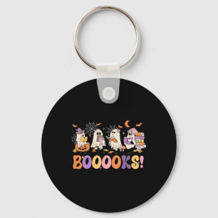 Funny Ghost Book Reading Halloween Booooks Lover T Keychain