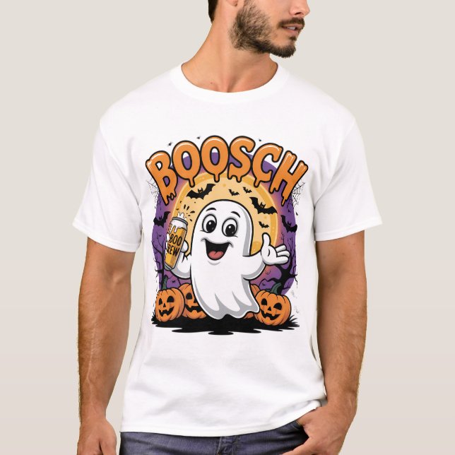 Funny Ghost "Boosch" Halloween Design T-Shirt (Front)