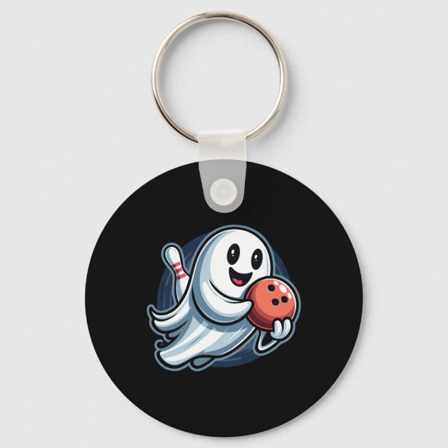 Funny Ghost Bowling Crew  Keychain (Front)