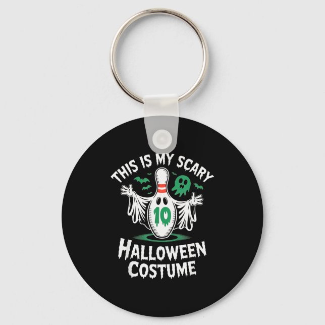 Funny Ghost Bowling League Team Halloween Humor Te Keychain (Front)