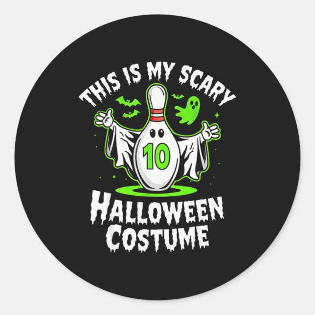 Funny Ghost Bowling League Team Halloween Humour D Classic Round Sticker (Front)