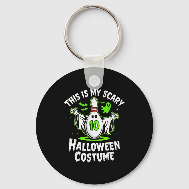 Funny Ghost Bowling League Team Halloween Humour D Keychain (Front)