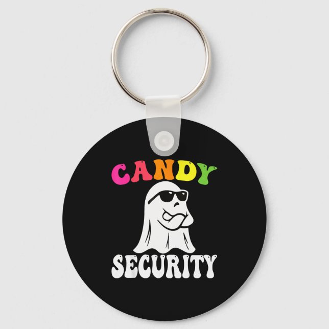 Funny Ghost Candy Security Halloween Costume Hallo Keychain (Front)