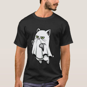 Funny Ghost Cat Meme Sarcastic Halloween Cat Lover T-Shirt
