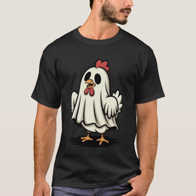 Funny Ghost Chicken Halloween T-Shirt (Front)