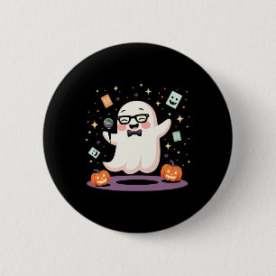 Funny Ghost Comedian Microphone Spooky Halloween C 2 Inch Round Button