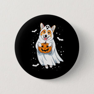 Funny Ghost Corgi Lovers Spooky Halloween Costume 2 Inch Round Button