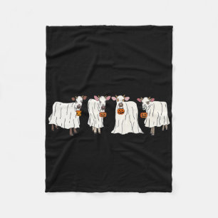 Funny Ghost Cows Halloween Animals Cow Lover Spook Fleece Blanket