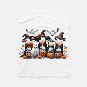 Funny Ghost Cows Halloween Animals Cow Owls Spooky Fleece Blanket