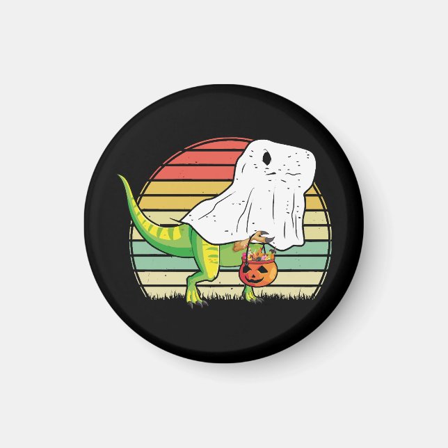 Funny Ghost Dinosaur Halloween Magnet (Front)