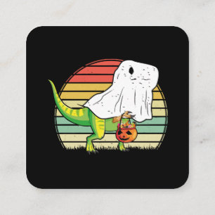 Funny Ghost Dinosaur Halloween Square Business Card