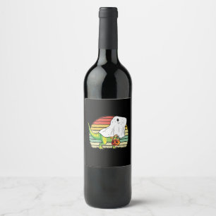 Funny Ghost Dinosaur Halloween Wine Label