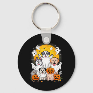 Funny Ghost Dog Halloween Costume For Owners Keychain