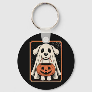 Funny Ghost Dog Halloween Shirt Halloween Dog Long Keychain