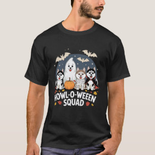 Funny Ghost Dogs Husky Halloween Costume Kids Boys T-Shirt