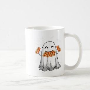 Funny Ghost Eating Hotdogs Happy Halloween Costume Coffee Mug