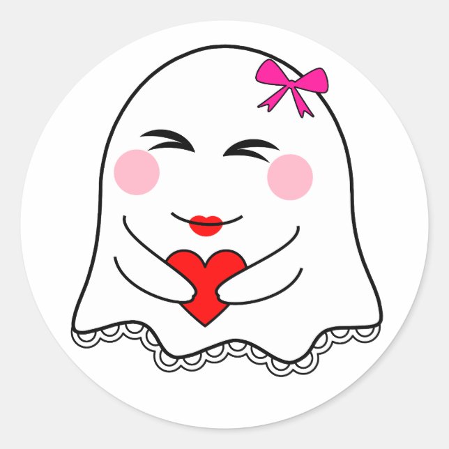 Funny Ghost emoji! Classic Round Sticker (Front)