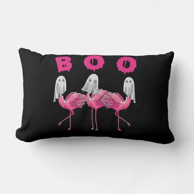Funny Ghost Flamingo Boo Halloween Costume Gifts Lumbar Pillow (Front)