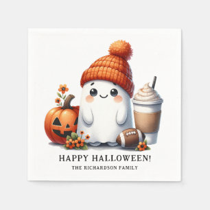 Funny Ghost Football Theme Happy Halloween Napkin