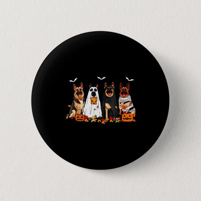 Funny Ghost German Shepherd Halloween Dog Mom Dog  2 Inch Round Button (Front)