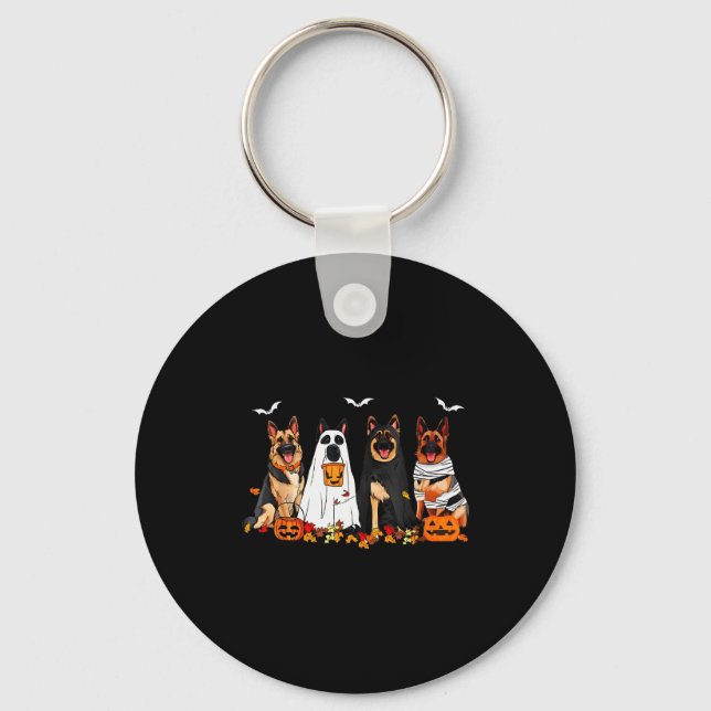 Funny Ghost German Shepherd Halloween Dog Mom Dog  Keychain (Front)