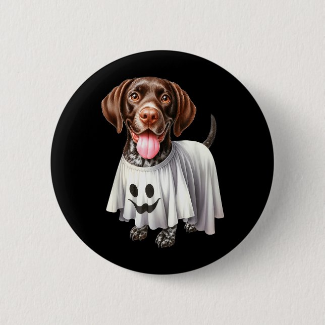 Funny Ghost German Shorthaired Pointer Dog Lover 2 Inch Round Button (Front)