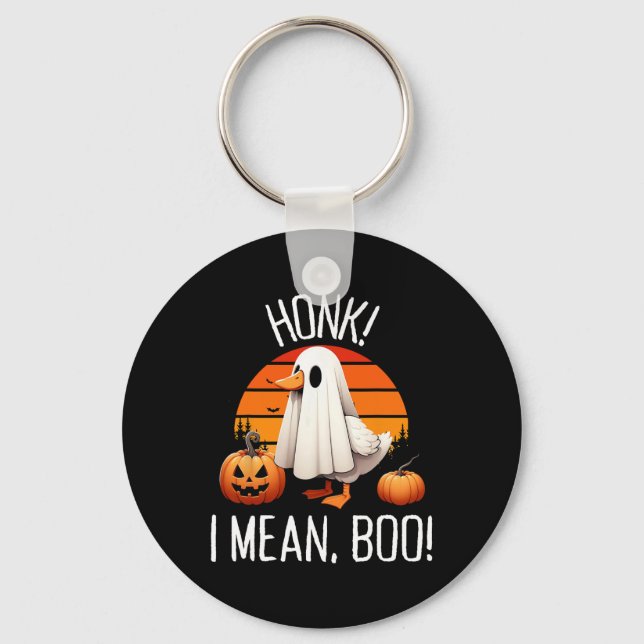 Funny Ghost Goose Honk I Mean Boo  Keychain (Front)