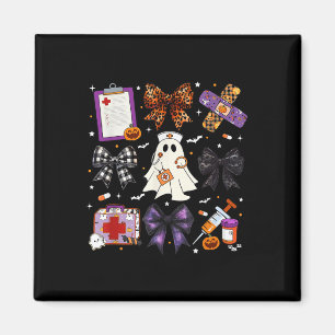 Funny Ghost Happy Halloween Coquette Bow Spooky Se Magnet