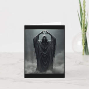 Funny ghost heart hands scary face halloween card