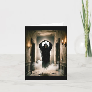 Funny ghost heart hands scary face halloween card
