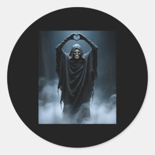 Funny ghost heart hands scary face halloween classic round sticker