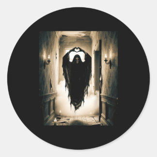 Funny ghost heart hands scary face halloween classic round sticker